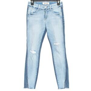 AMO Womens Jeans Twist Two Tone Rise & Shine Zip Fly Blue Size 24 GJ